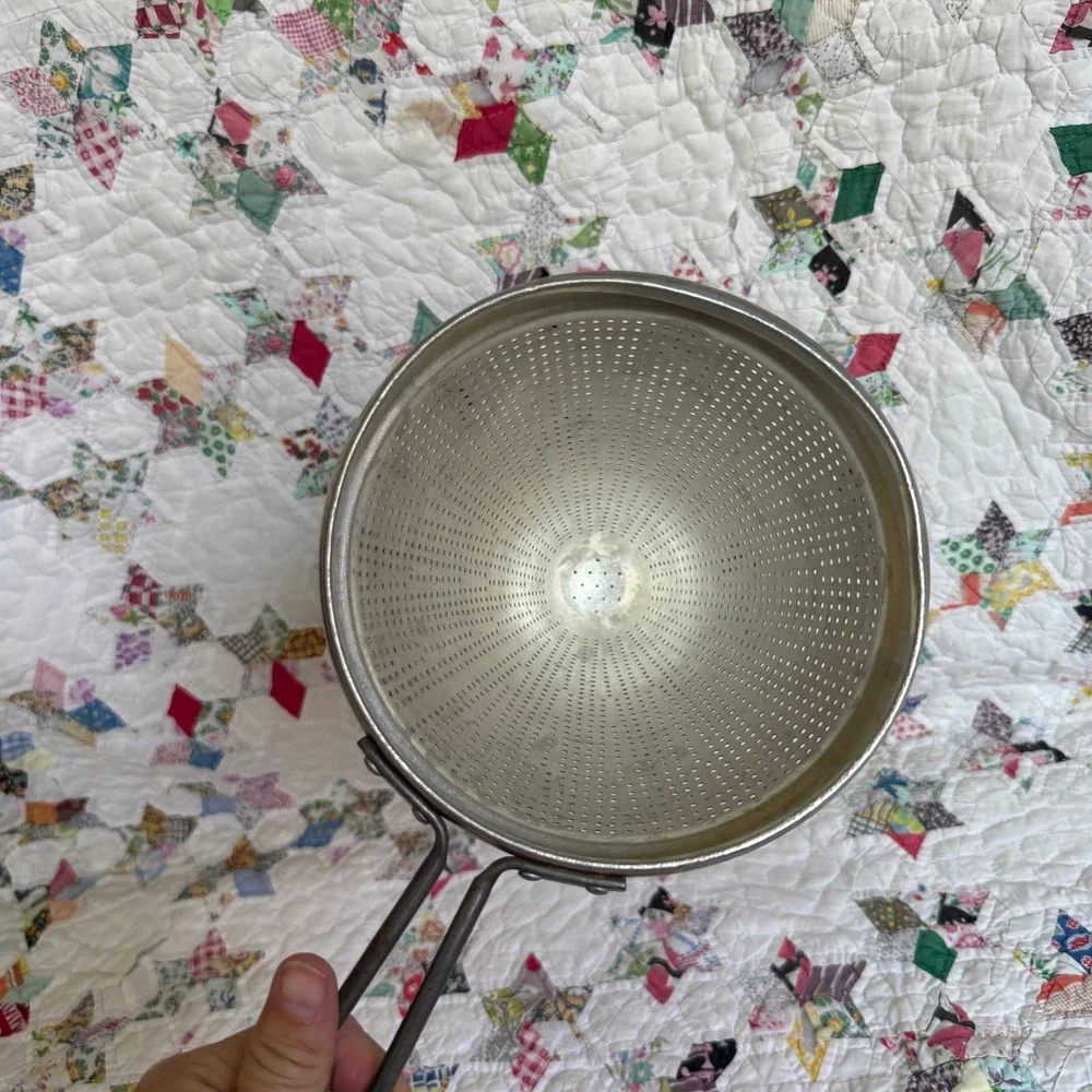 Vintage VIKO Aluminum Cone Strainer Chinois with Wooden Pestle Made in USA MCM